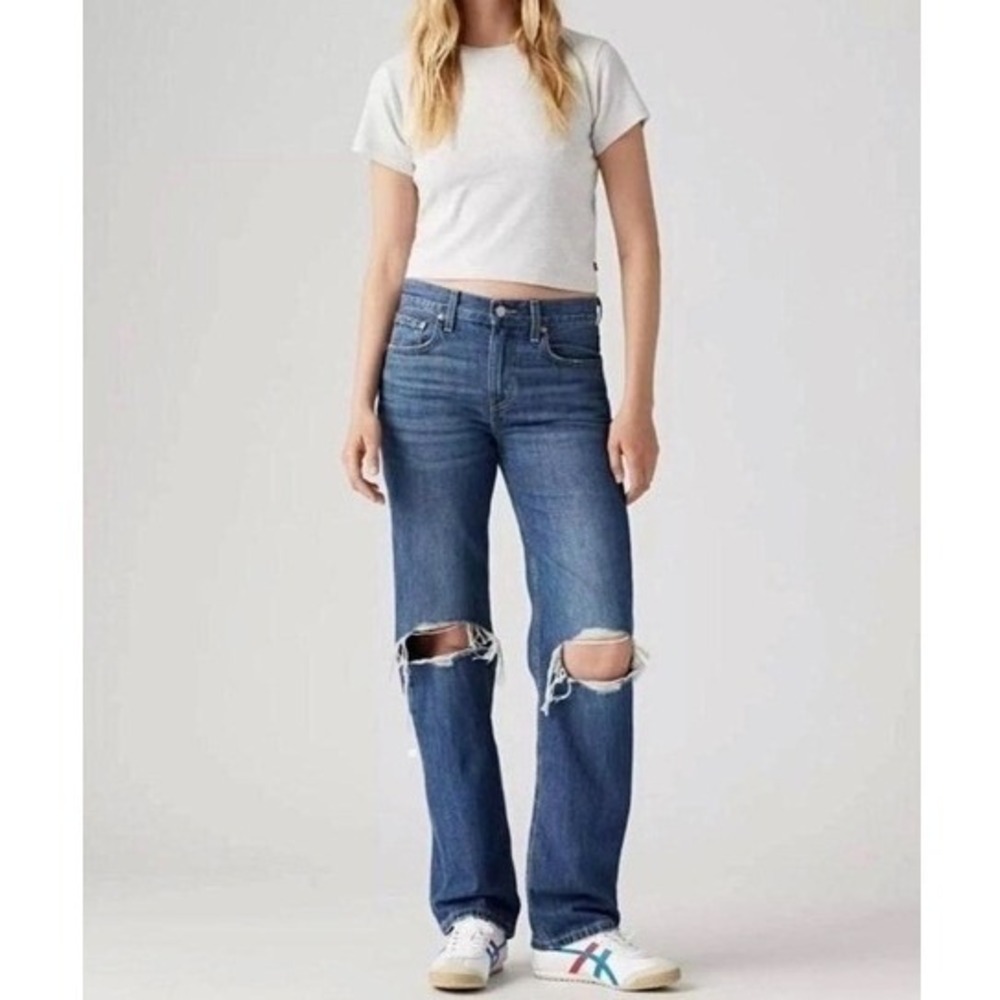 Levi Low Pro Distressed Straight Leg Jeans Women's Size 31